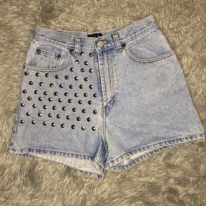 Vintage High Waisted Stud Denim Shorts
